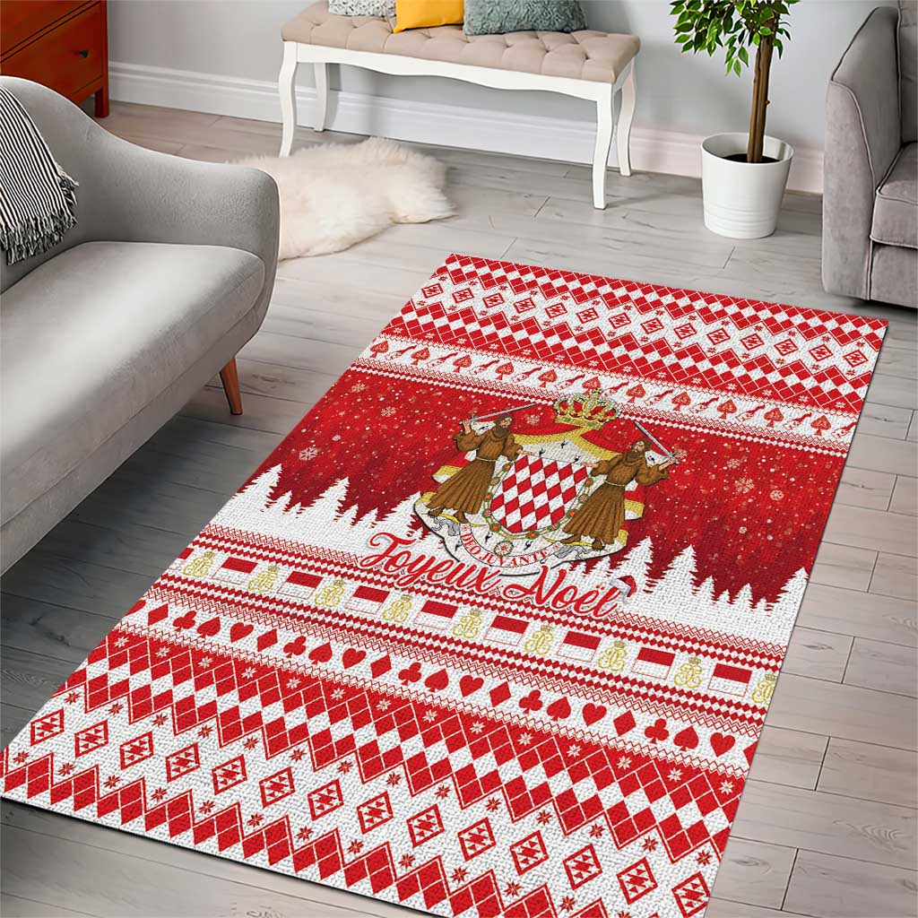 Monaco Christmas Area Rug Joyeux Noel Coat Of Arms - Wonder Print Shop