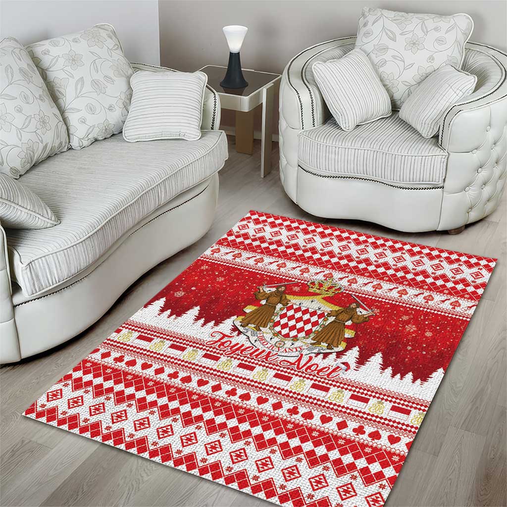 Monaco Christmas Area Rug Joyeux Noel Coat Of Arms - Wonder Print Shop