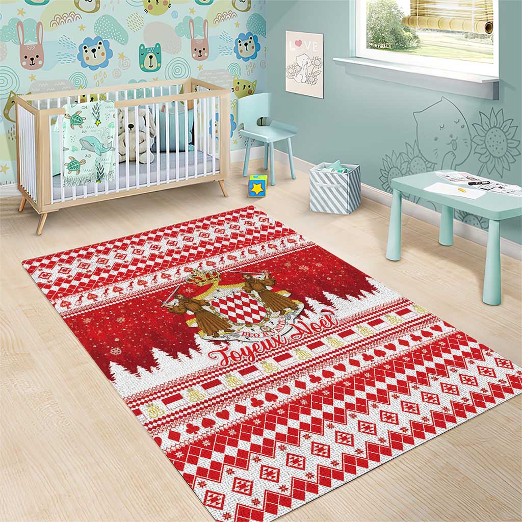 Monaco Christmas Area Rug Joyeux Noel Coat Of Arms - Wonder Print Shop