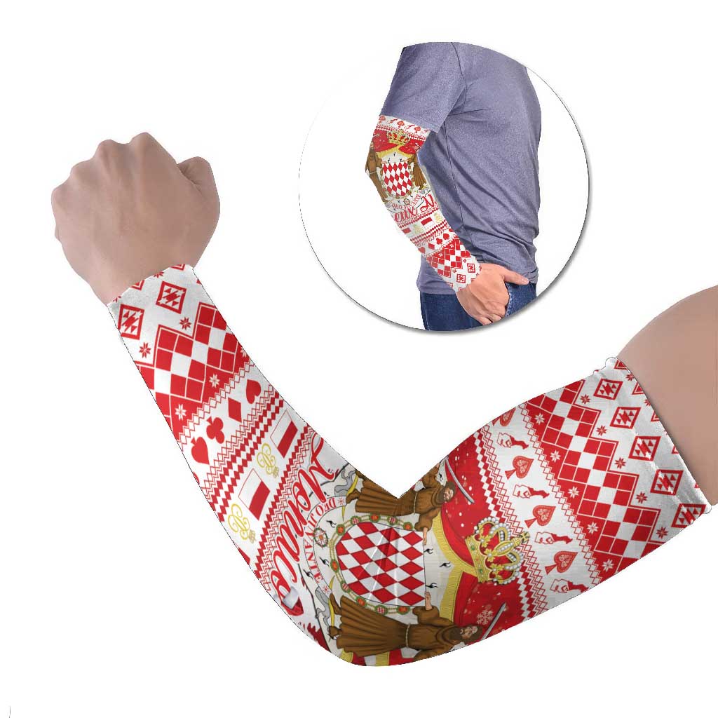 Monaco Christmas Arm Sleeves Joyeux Noel Coat Of Arms - Wonder Print Shop