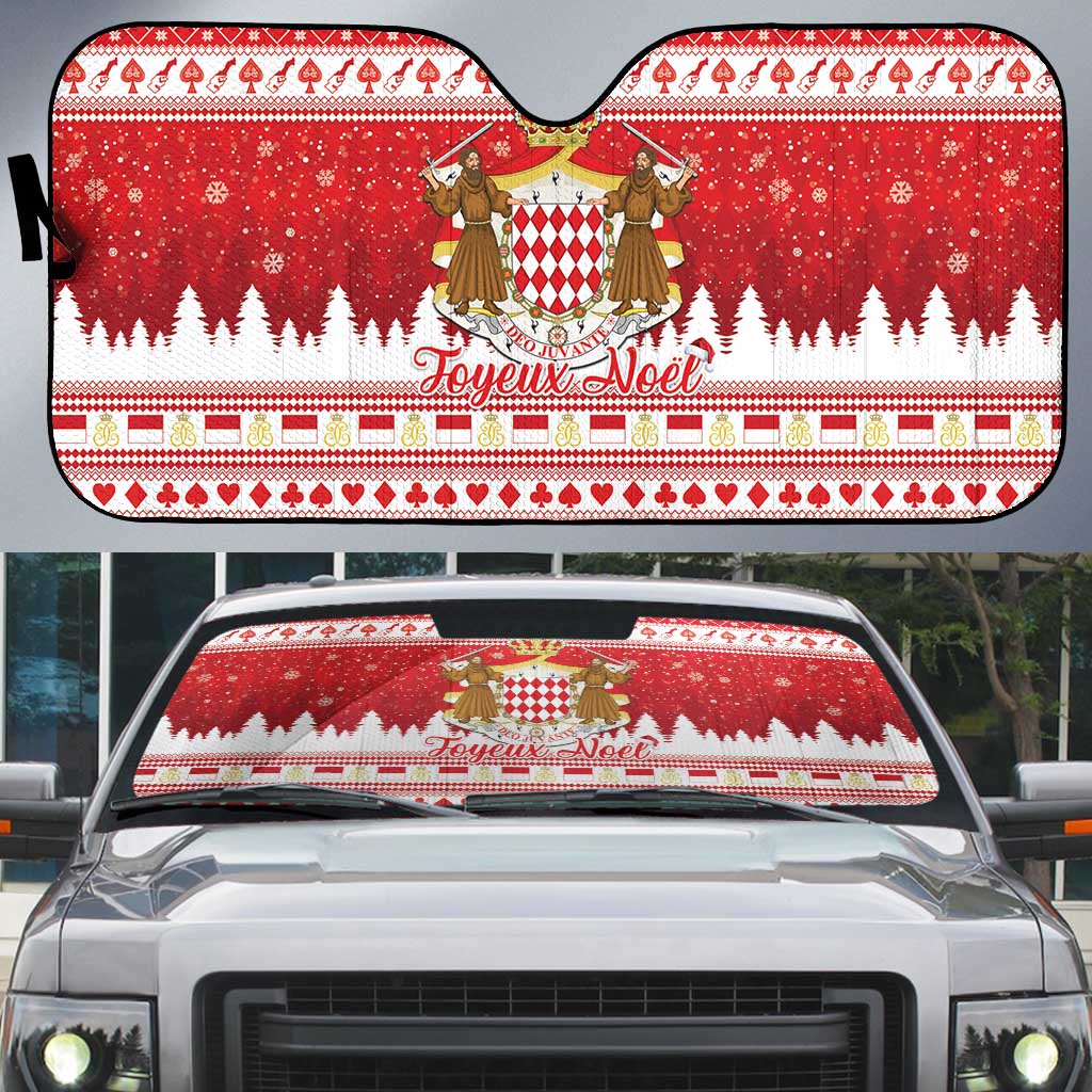 Monaco Christmas Auto Sun Shade Joyeux Noel Coat Of Arms - Wonder Print Shop