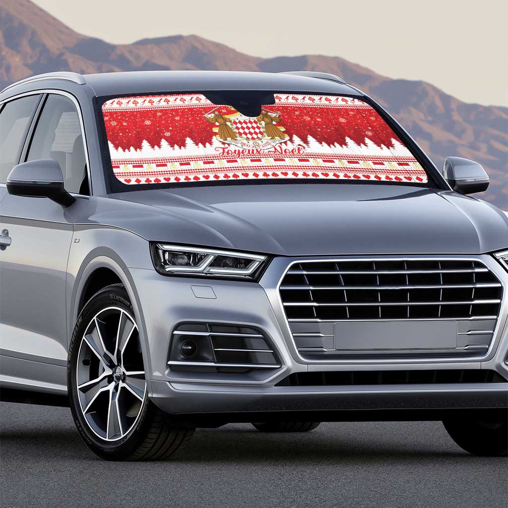 Monaco Christmas Auto Sun Shade Joyeux Noel Coat Of Arms - Wonder Print Shop