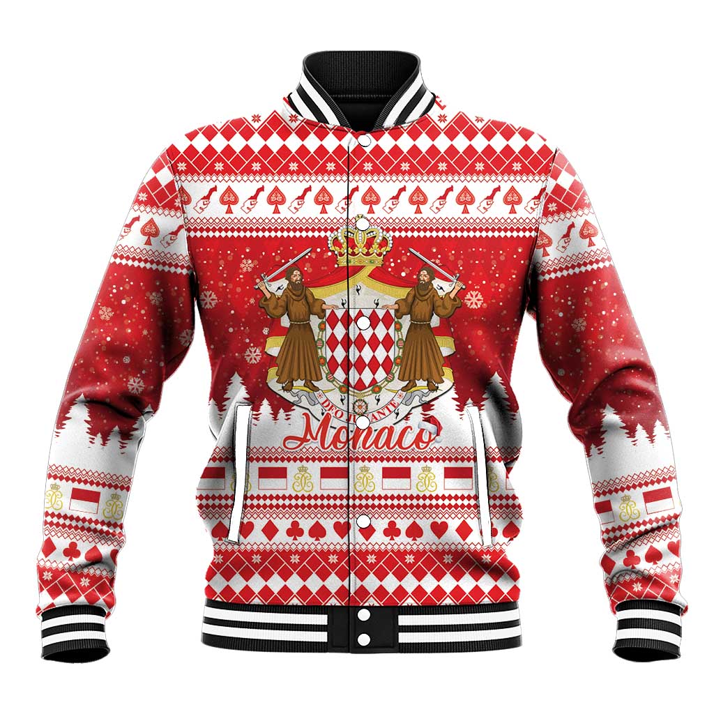 Monaco Christmas Baseball Jacket Joyeux Noel Coat Of Arms - Wonder Print Shop