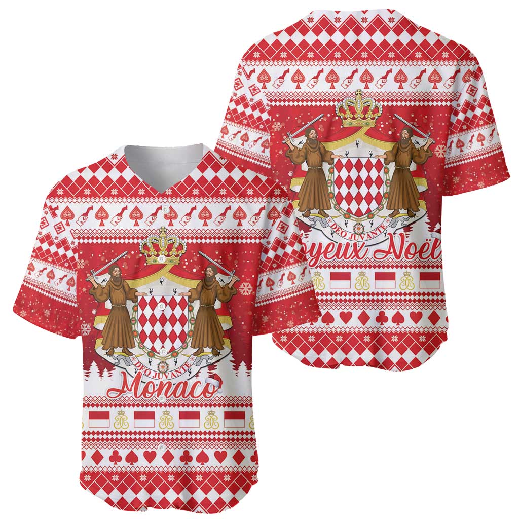 Monaco Christmas Baseball Jersey Joyeux Noel Coat Of Arms - Wonder Print Shop