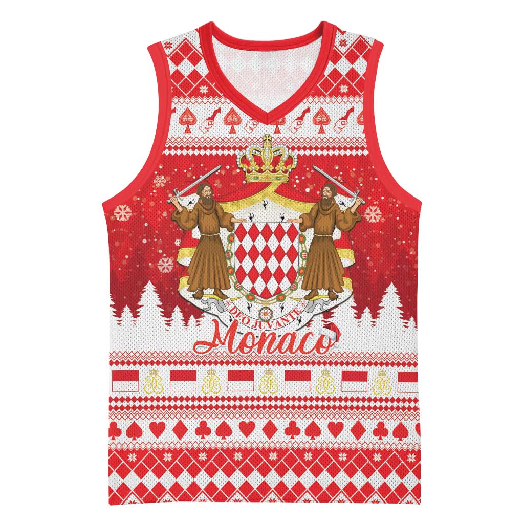 Monaco Christmas Basketball Jersey Joyeux Noel Coat Of Arms - Wonder Print Shop