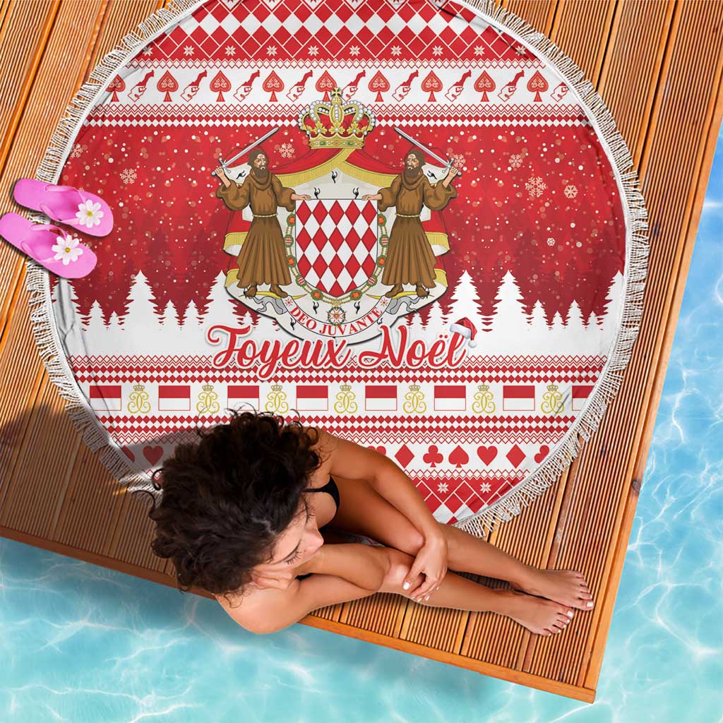Monaco Christmas Beach Blanket Joyeux Noel Coat Of Arms - Wonder Print Shop