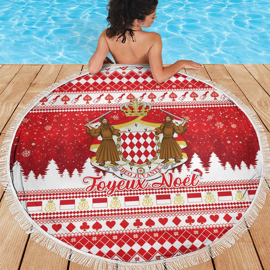 Monaco Christmas Beach Blanket Joyeux Noel Coat Of Arms - Wonder Print Shop