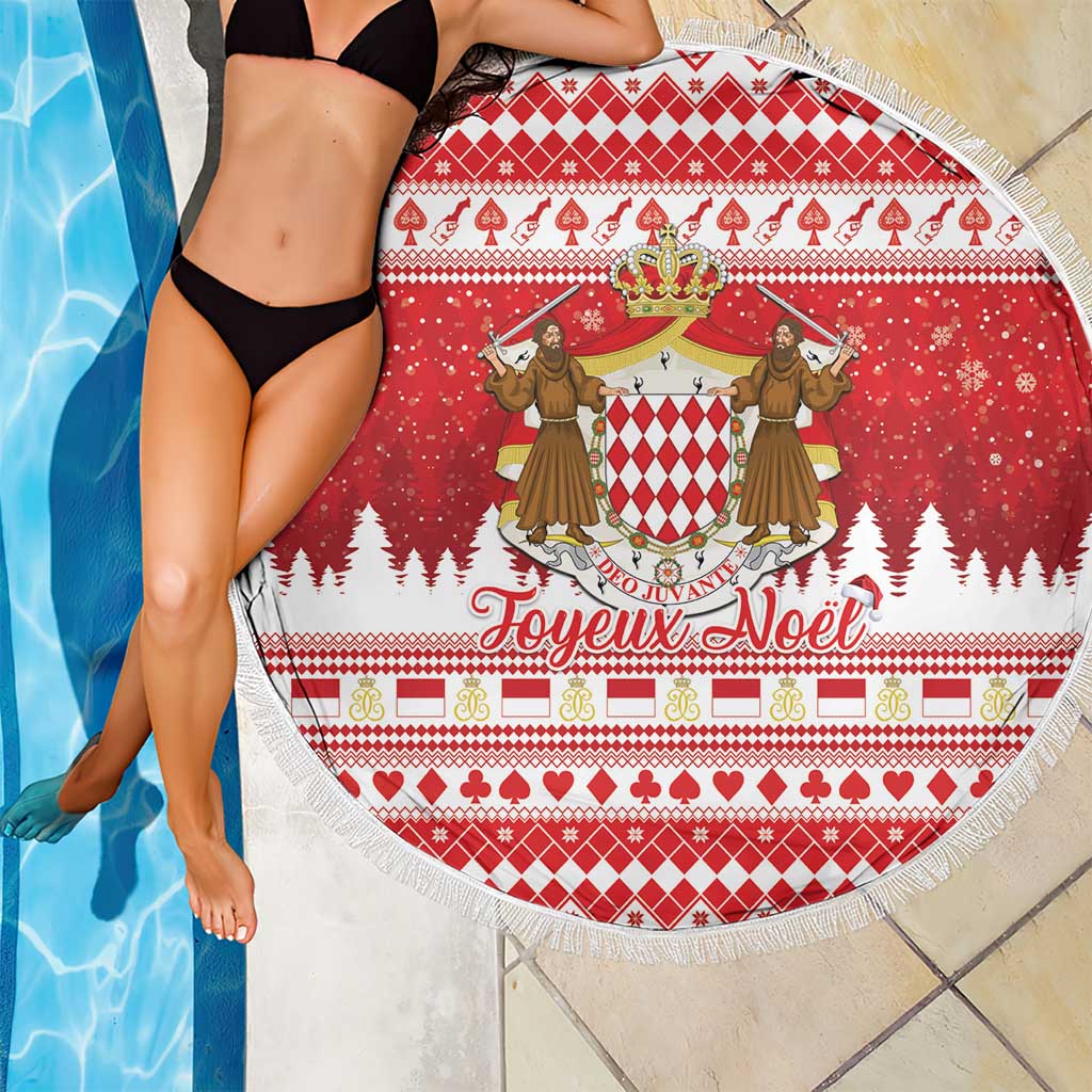 Monaco Christmas Beach Blanket Joyeux Noel Coat Of Arms - Wonder Print Shop