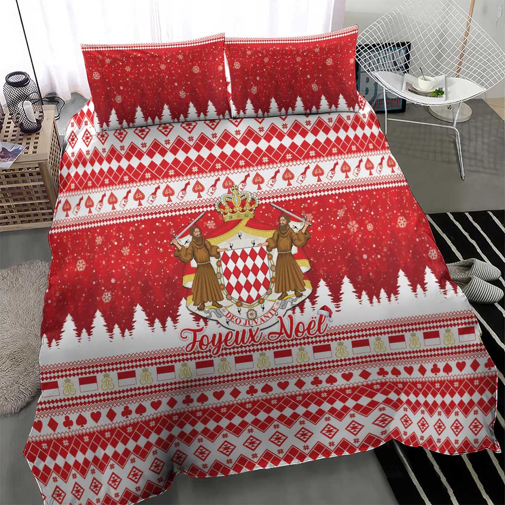 Monaco Christmas Bedding Set Joyeux Noel Coat Of Arms - Wonder Print Shop