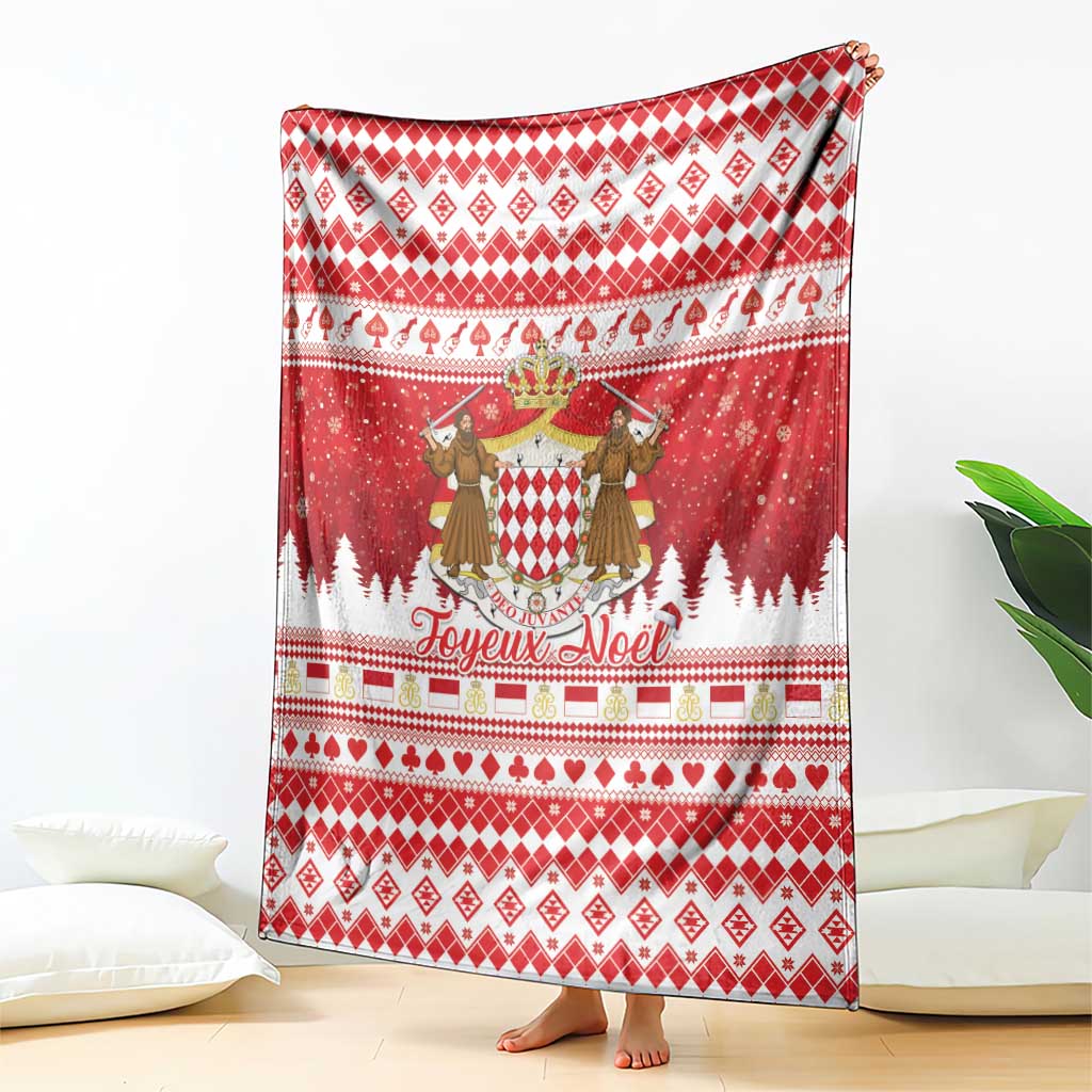 Monaco Christmas Blanket Joyeux Noel Coat Of Arms - Wonder Print Shop