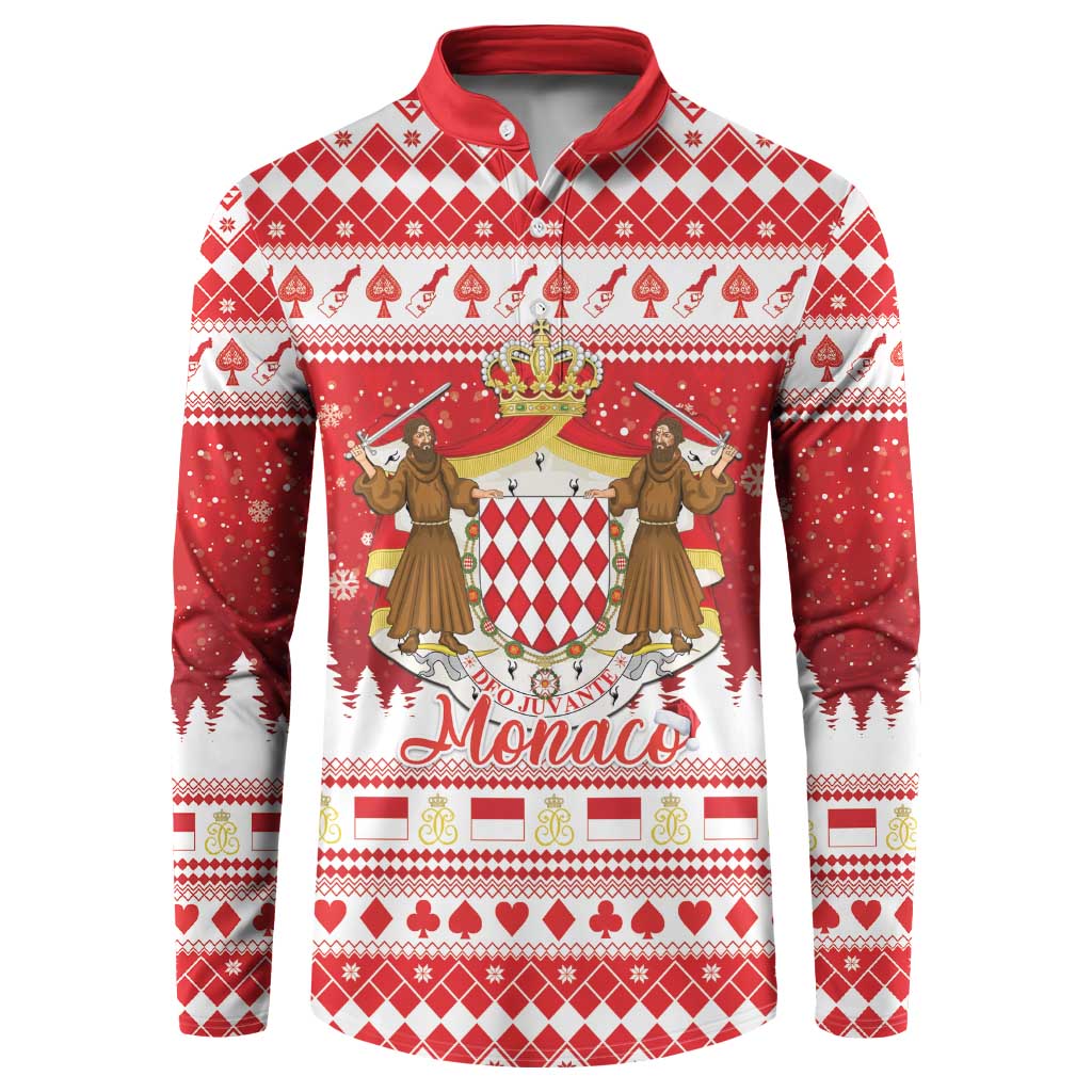 Monaco Christmas Button Sweatshirt Joyeux Noel Coat Of Arms - Wonder Print Shop