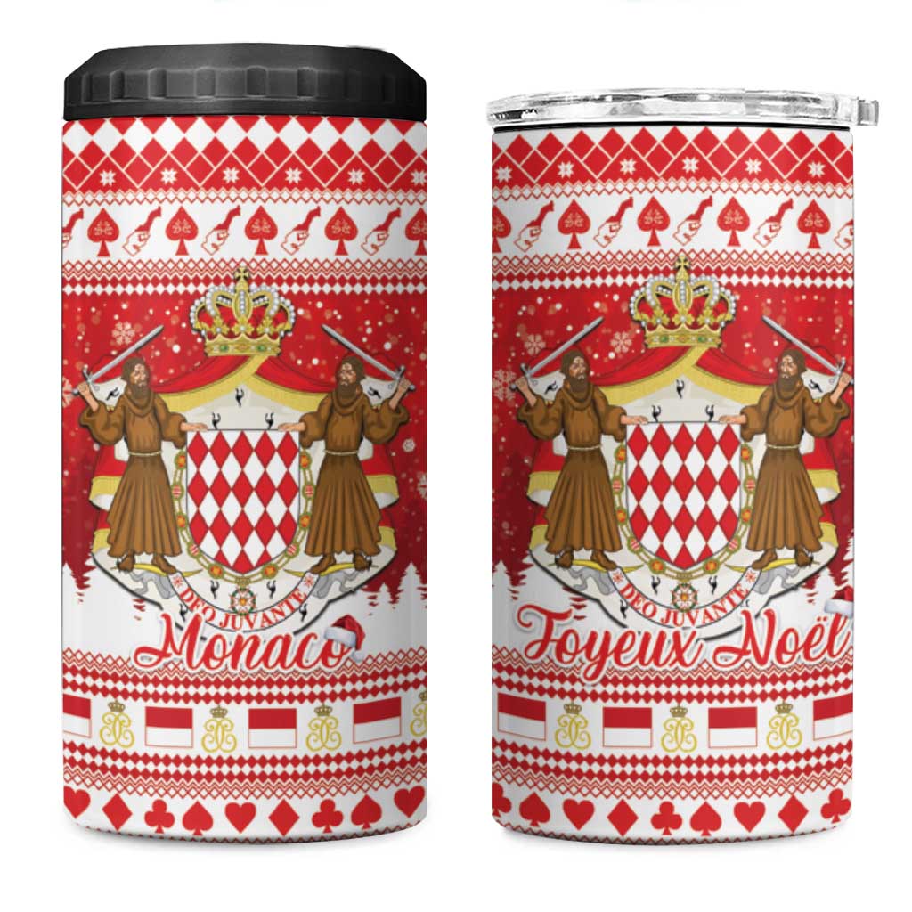 Monaco Christmas 4 in 1 Can Cooler Tumbler Joyeux Noel Coat Of Arms - Wonder Print Shop
