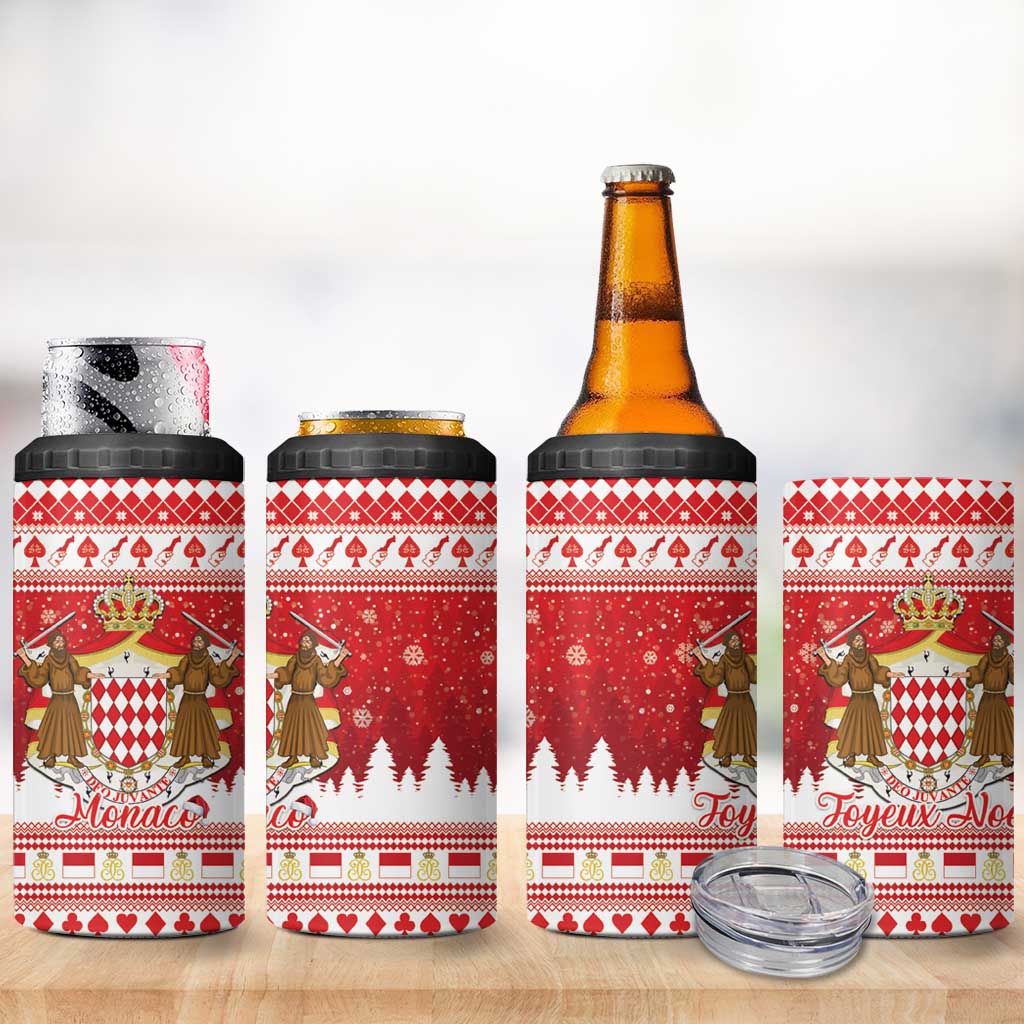Monaco Christmas 4 in 1 Can Cooler Tumbler Joyeux Noel Coat Of Arms - Wonder Print Shop