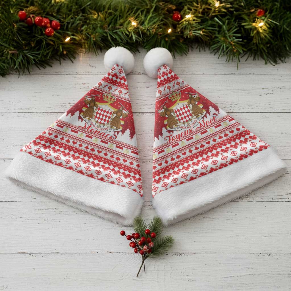 Monaco Christmas Santa Hat Joyeux Noel Coat Of Arms - Wonder Print Shop