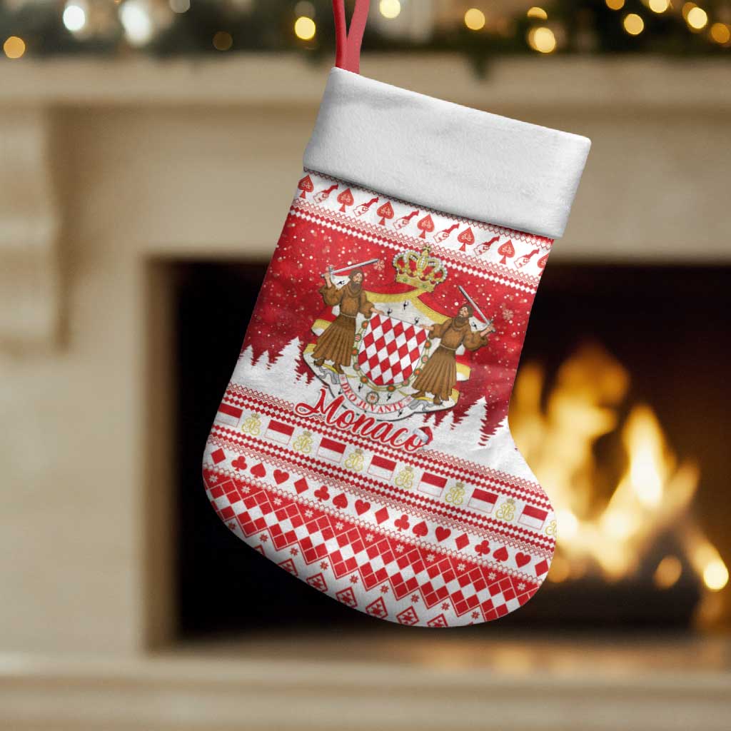 Monaco Christmas Stocking Joyeux Noel Coat Of Arms - Wonder Print Shop