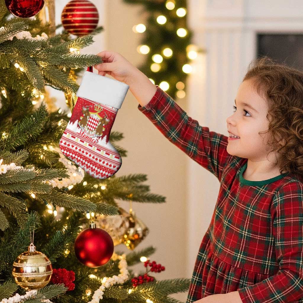 Monaco Christmas Stocking Joyeux Noel Coat Of Arms - Wonder Print Shop