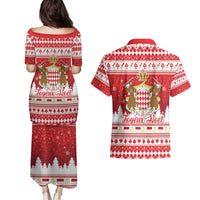Monaco Christmas Couples Matching Puletasi and Hawaiian Shirt Joyeux Noel Coat Of Arms - Wonder Print Shop