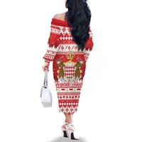 Monaco Christmas Family Matching Off The Shoulder Long Sleeve Dress and Hawaiian Shirt Joyeux Noel Coat Of Arms - Wonder Print Shop