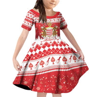 Monaco Christmas Family Matching Off Shoulder Short Dress and Hawaiian Shirt Joyeux Noel Coat Of Arms - Wonder Print Shop