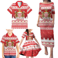 Monaco Christmas Family Matching Puletasi and Hawaiian Shirt Joyeux Noel Coat Of Arms - Wonder Print Shop