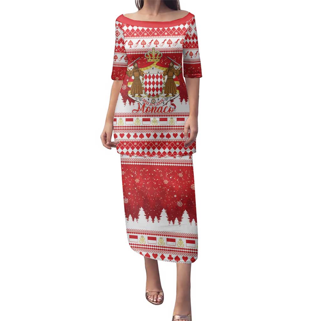 Monaco Christmas Family Matching Puletasi and Hawaiian Shirt Joyeux Noel Coat Of Arms - Wonder Print Shop