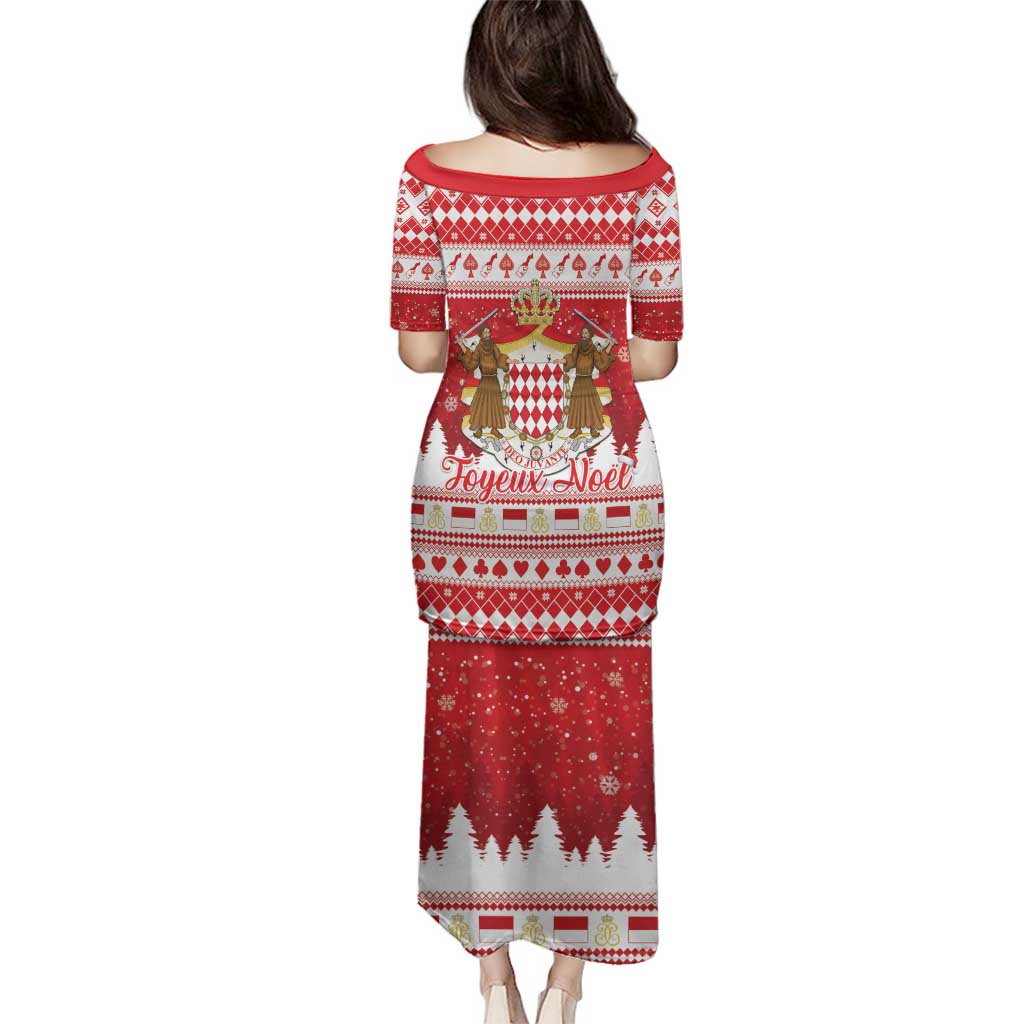 Monaco Christmas Family Matching Puletasi and Hawaiian Shirt Joyeux Noel Coat Of Arms - Wonder Print Shop