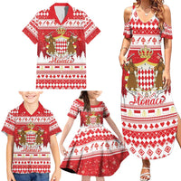Monaco Christmas Family Matching Summer Maxi Dress and Hawaiian Shirt Joyeux Noel Coat Of Arms - Wonder Print Shop