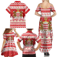 Monaco Christmas Family Matching Summer Maxi Dress and Hawaiian Shirt Joyeux Noel Coat Of Arms - Wonder Print Shop