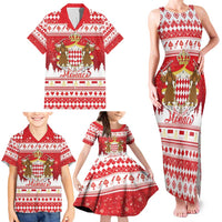 Monaco Christmas Family Matching Tank Maxi Dress and Hawaiian Shirt Joyeux Noel Coat Of Arms - Wonder Print Shop