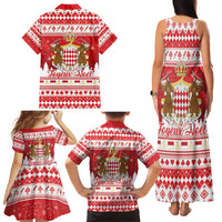 Monaco Christmas Family Matching Tank Maxi Dress and Hawaiian Shirt Joyeux Noel Coat Of Arms - Wonder Print Shop