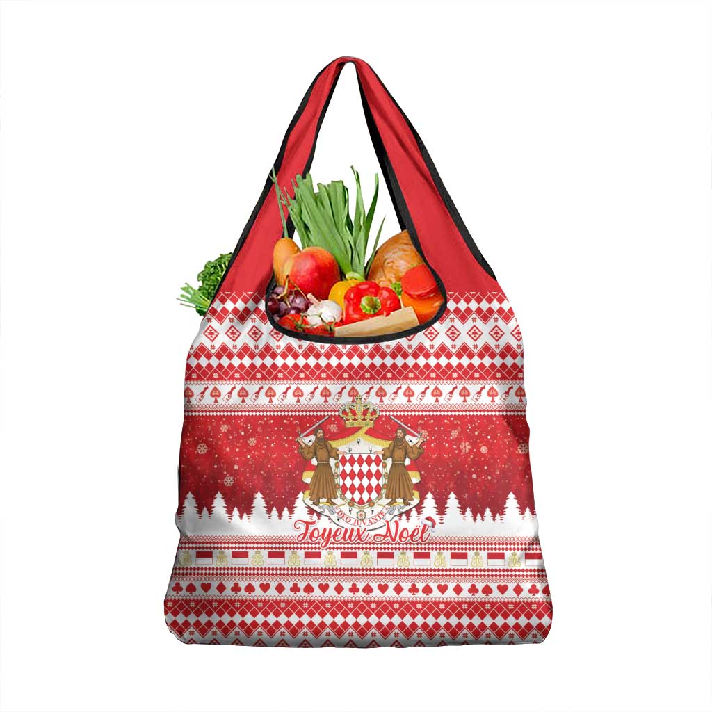 Monaco Christmas Grocery Bag Joyeux Noel Coat Of Arms - Wonder Print Shop