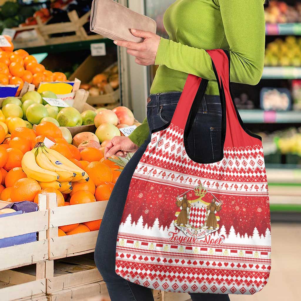 Monaco Christmas Grocery Bag Joyeux Noel Coat Of Arms - Wonder Print Shop