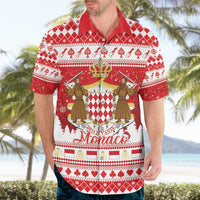 Monaco Christmas Hawaiian Shirt Joyeux Noel Coat Of Arms - Wonder Print Shop