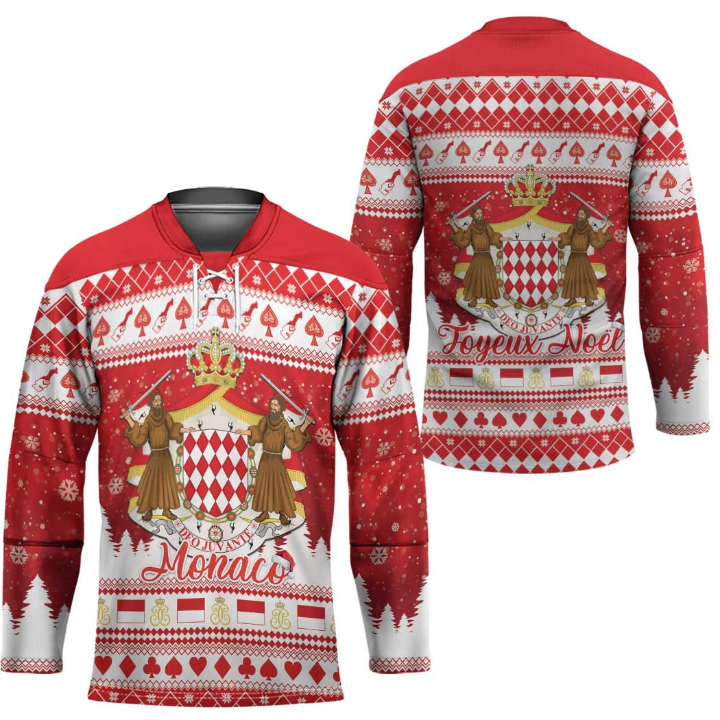 Monaco Christmas Hockey Jersey Joyeux Noel Coat Of Arms - Wonder Print Shop