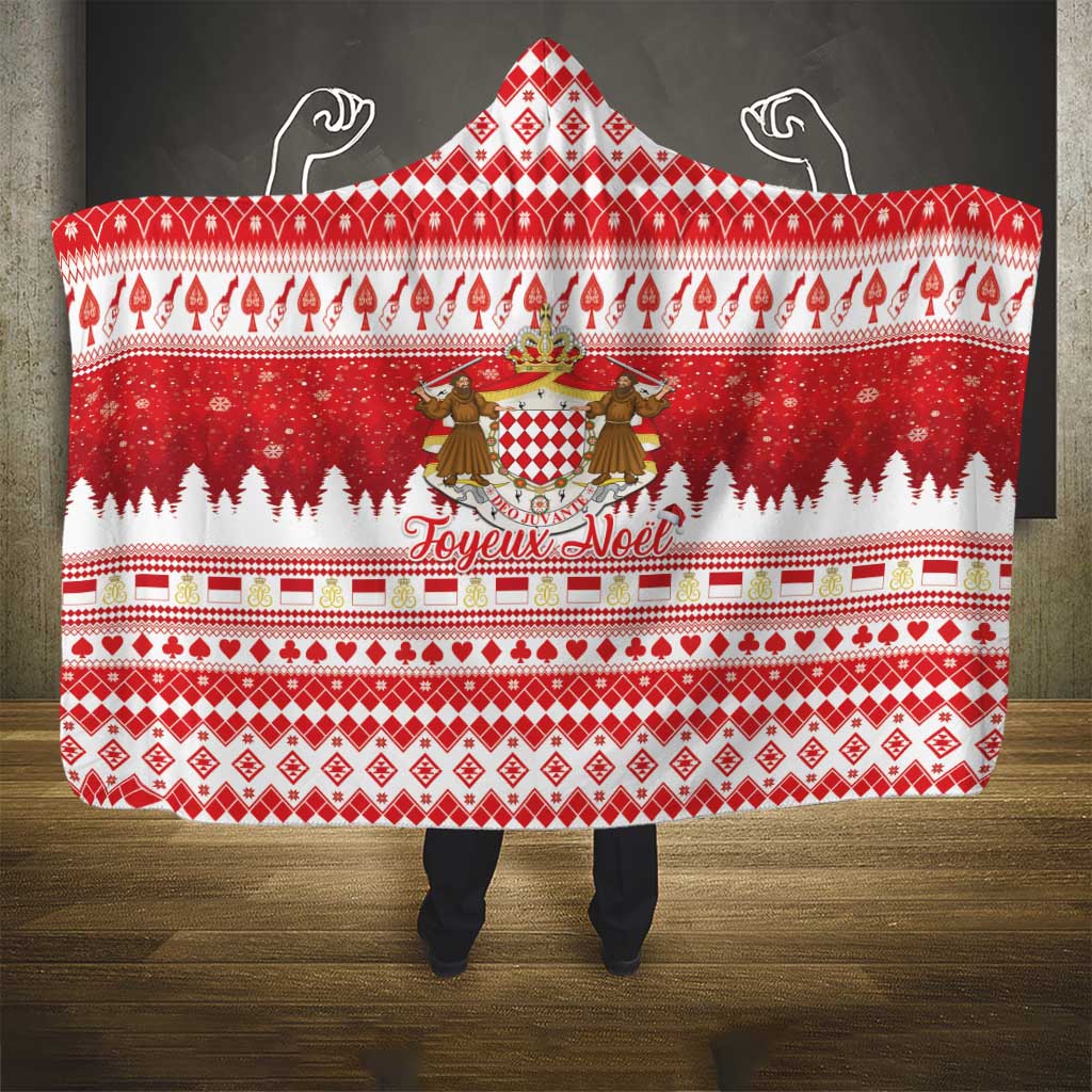 Monaco Christmas Hooded Blanket Joyeux Noel Coat Of Arms - Wonder Print Shop