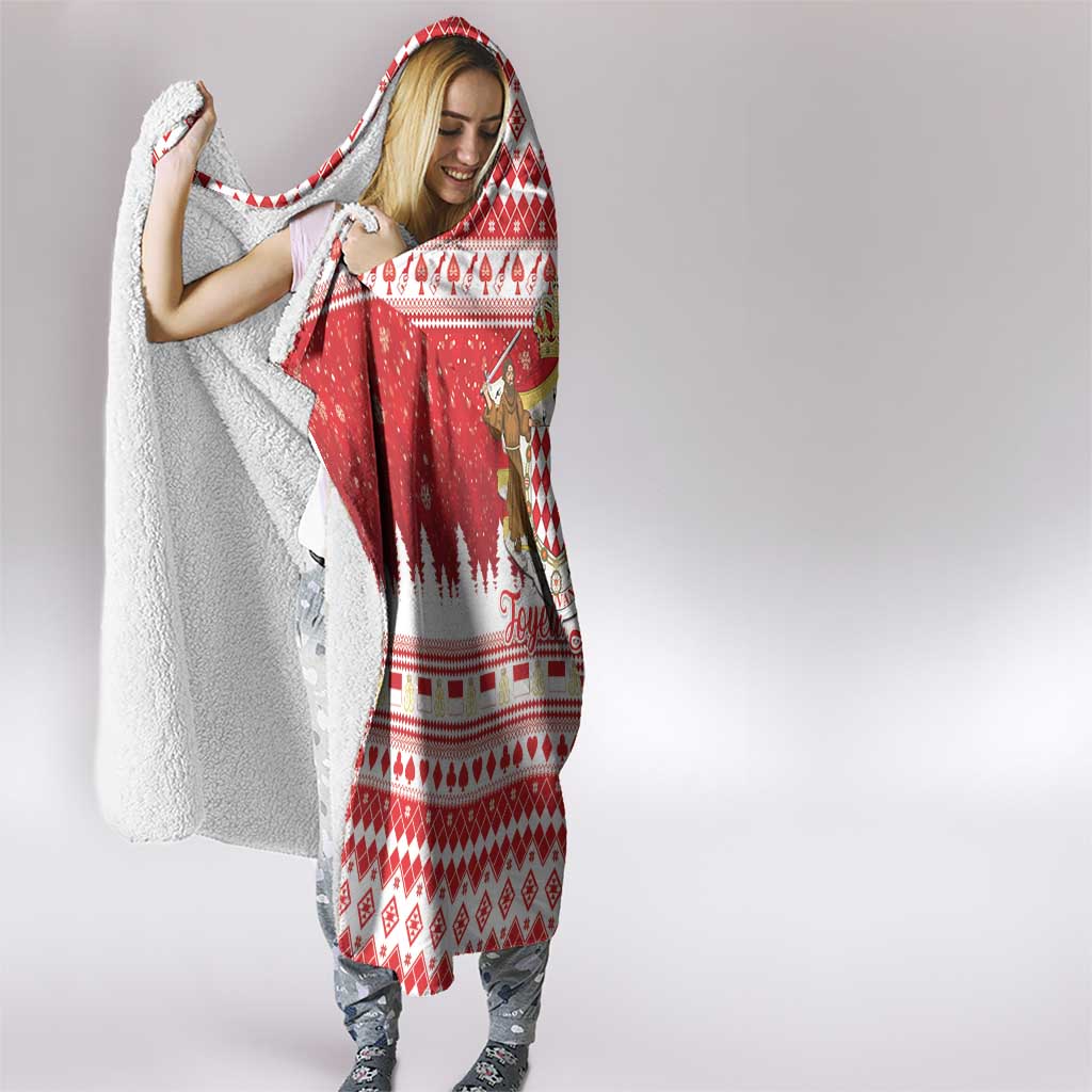 Monaco Christmas Hooded Blanket Joyeux Noel Coat Of Arms - Wonder Print Shop