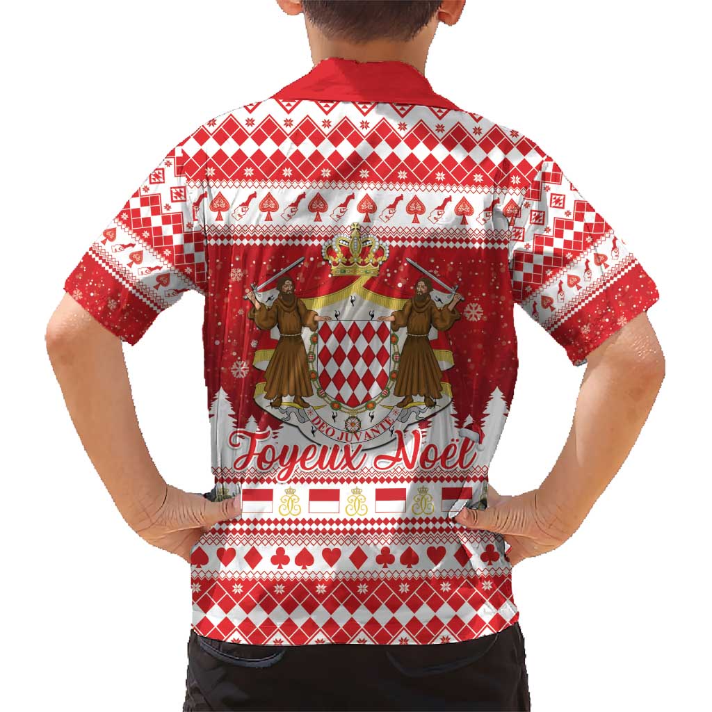 Monaco Christmas Kid Hawaiian Shirt Joyeux Noel Coat Of Arms - Wonder Print Shop
