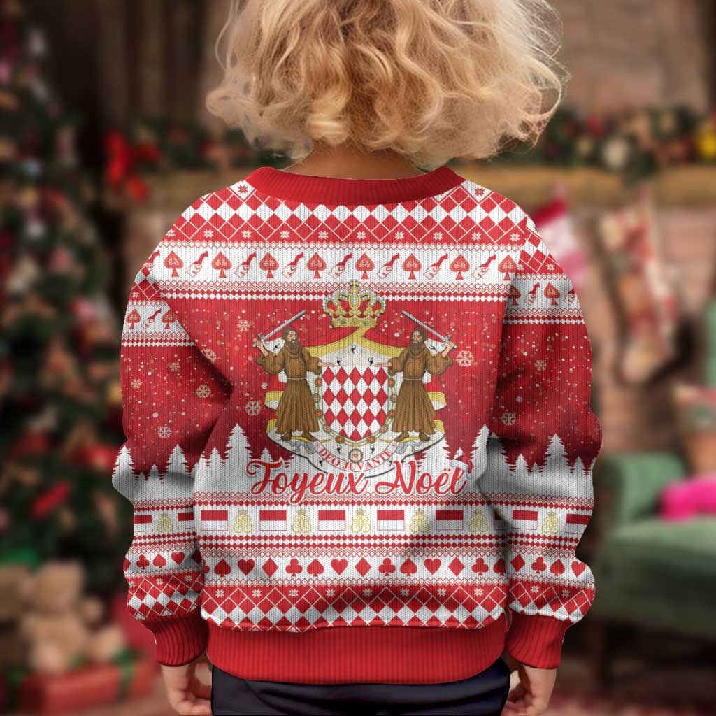 Monaco Christmas Kid Ugly Christmas Sweater Joyeux Noel Coat Of Arms - Wonder Print Shop