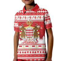 Monaco Christmas Kid Polo Shirt Joyeux Noel Coat Of Arms - Wonder Print Shop