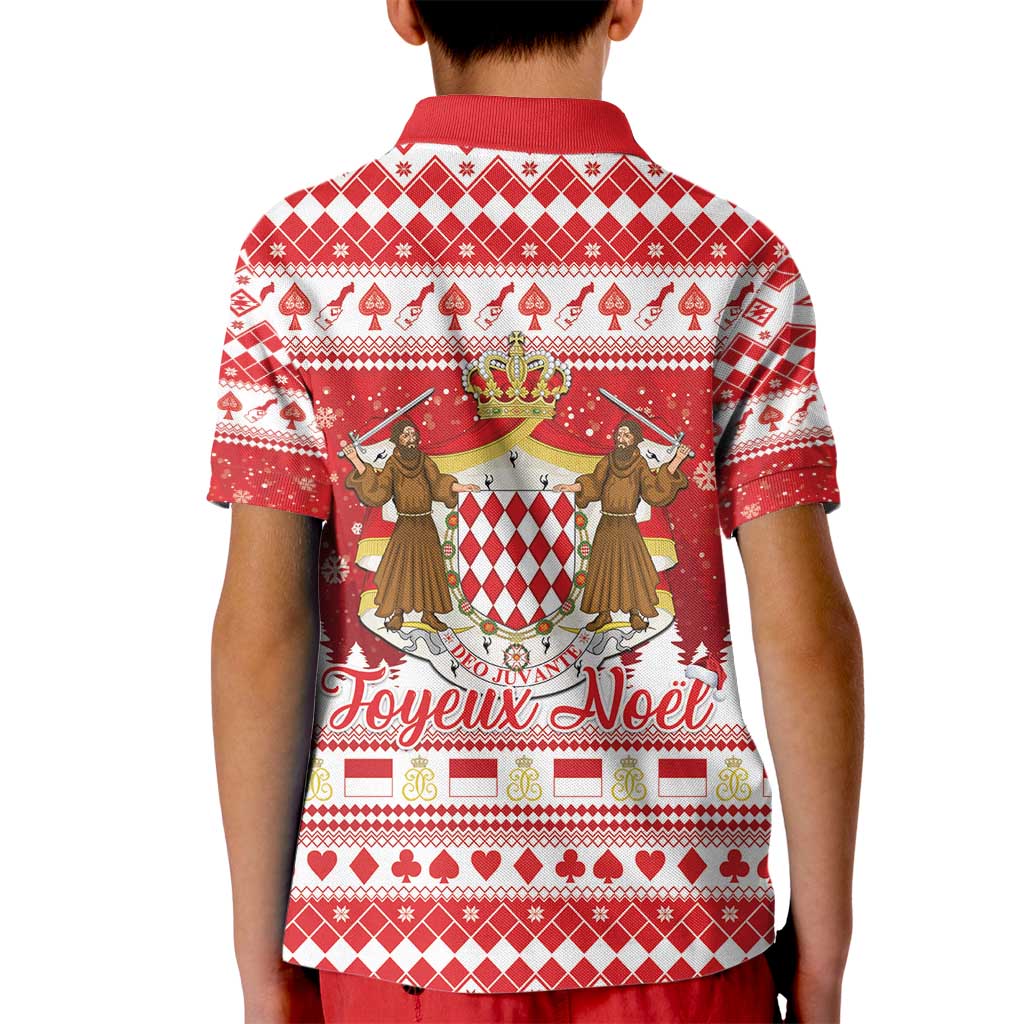 Monaco Christmas Kid Polo Shirt Joyeux Noel Coat Of Arms - Wonder Print Shop
