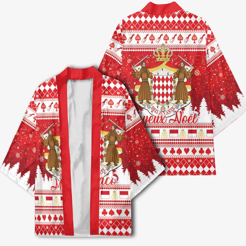 Monaco Christmas Kimono Joyeux Noel Coat Of Arms - Wonder Print Shop