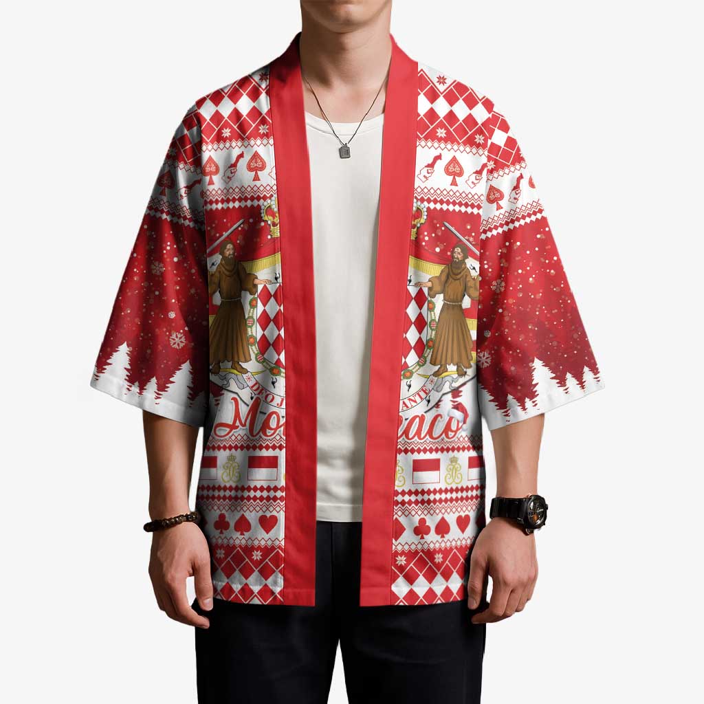 Monaco Christmas Kimono Joyeux Noel Coat Of Arms - Wonder Print Shop