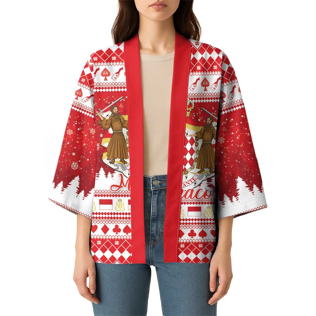 Monaco Christmas Kimono Joyeux Noel Coat Of Arms - Wonder Print Shop