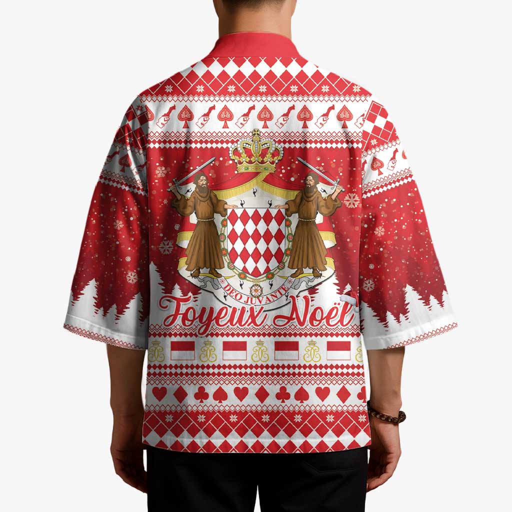Monaco Christmas Kimono Joyeux Noel Coat Of Arms - Wonder Print Shop