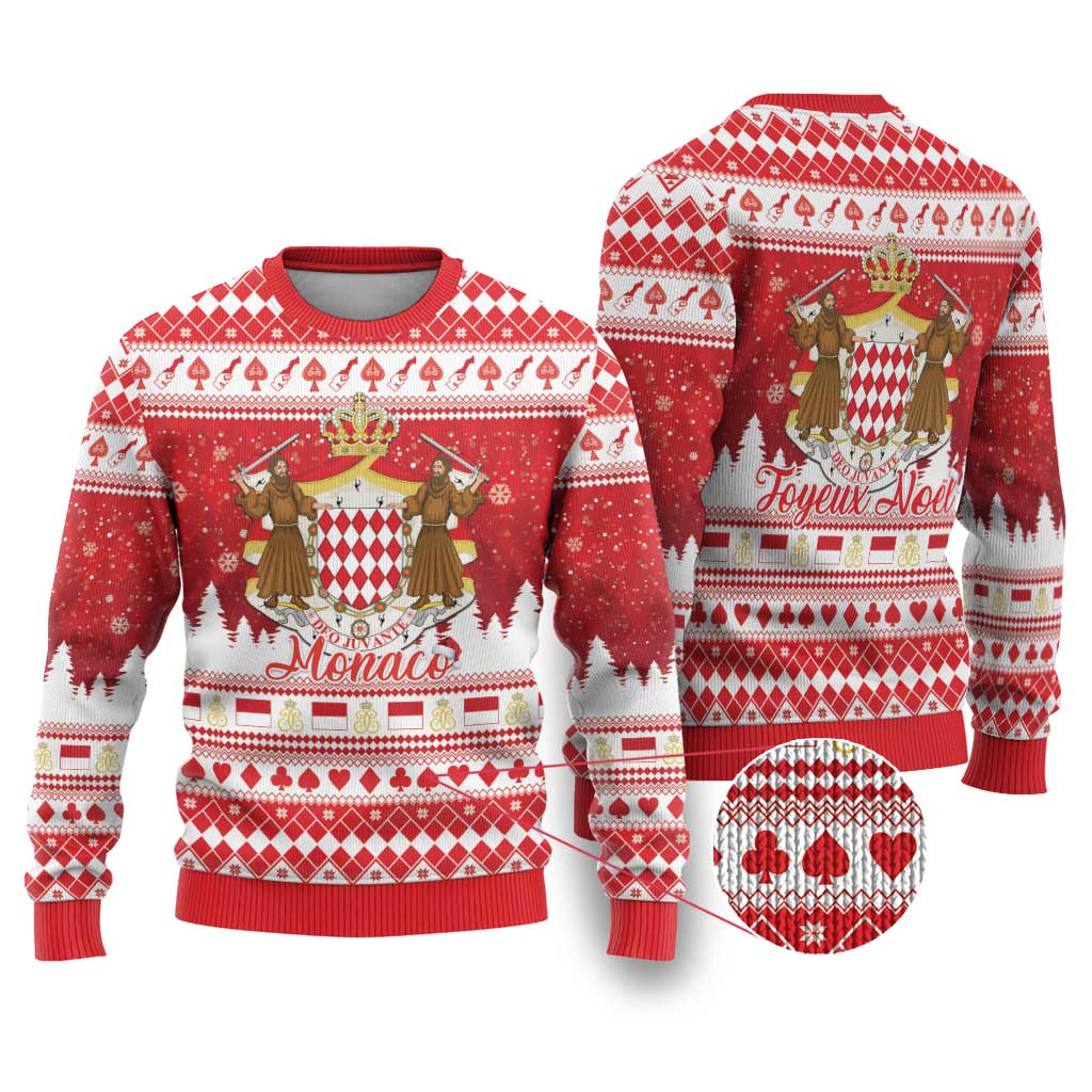 Monaco Christmas Ugly Christmas Sweater Joyeux Noel Coat Of Arms - Wonder Print Shop