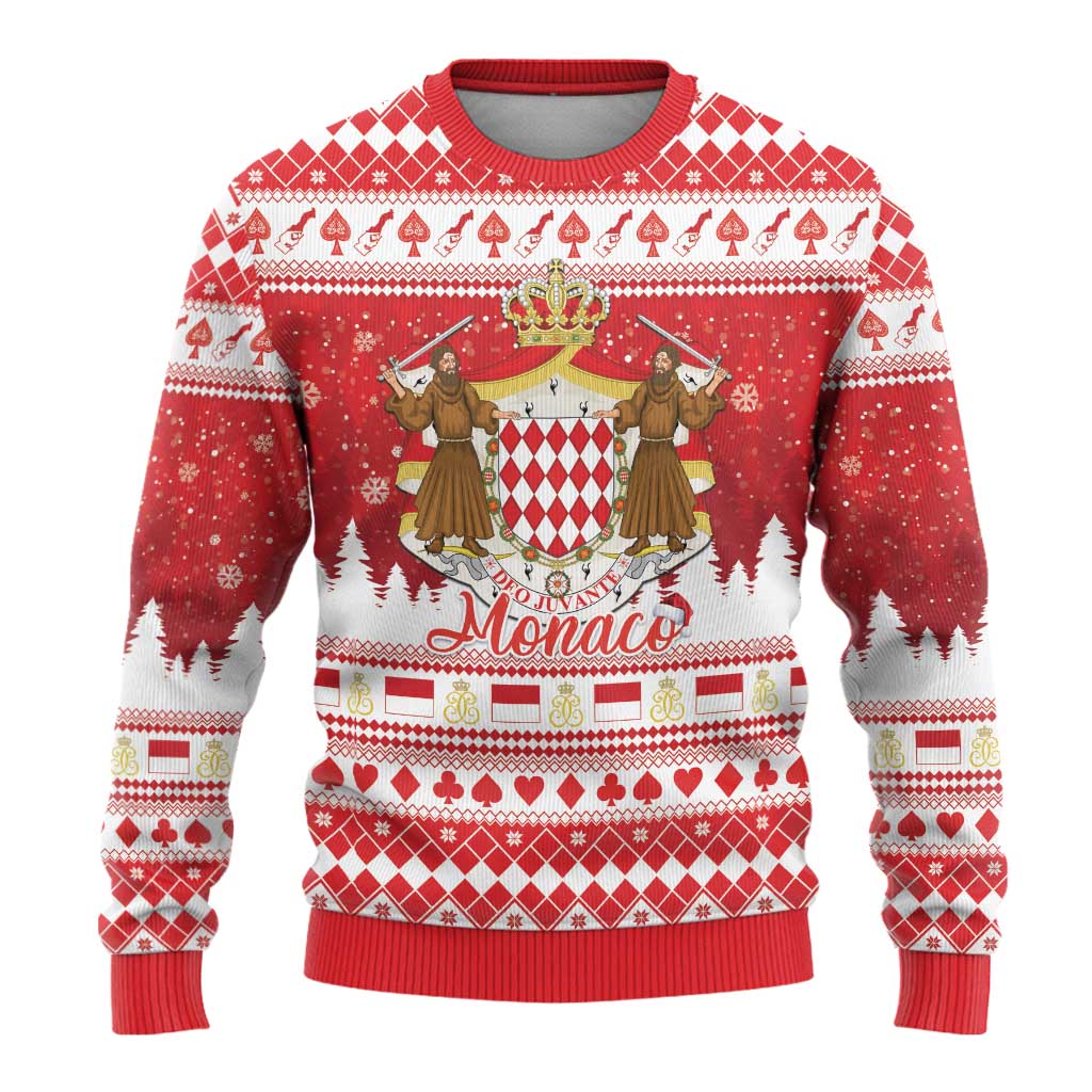Monaco Christmas Ugly Christmas Sweater Joyeux Noel Coat Of Arms - Wonder Print Shop