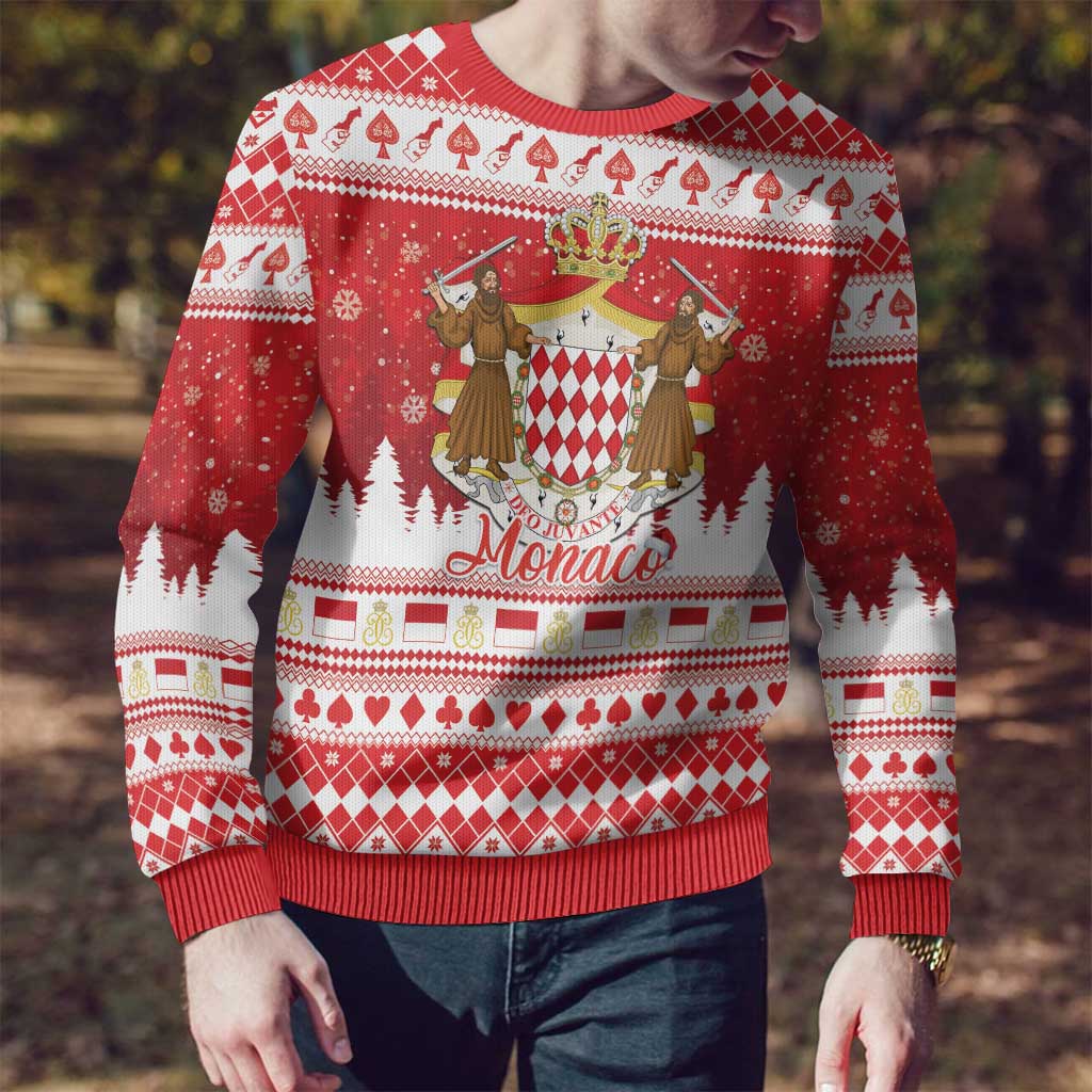 Monaco Christmas Ugly Christmas Sweater Joyeux Noel Coat Of Arms - Wonder Print Shop
