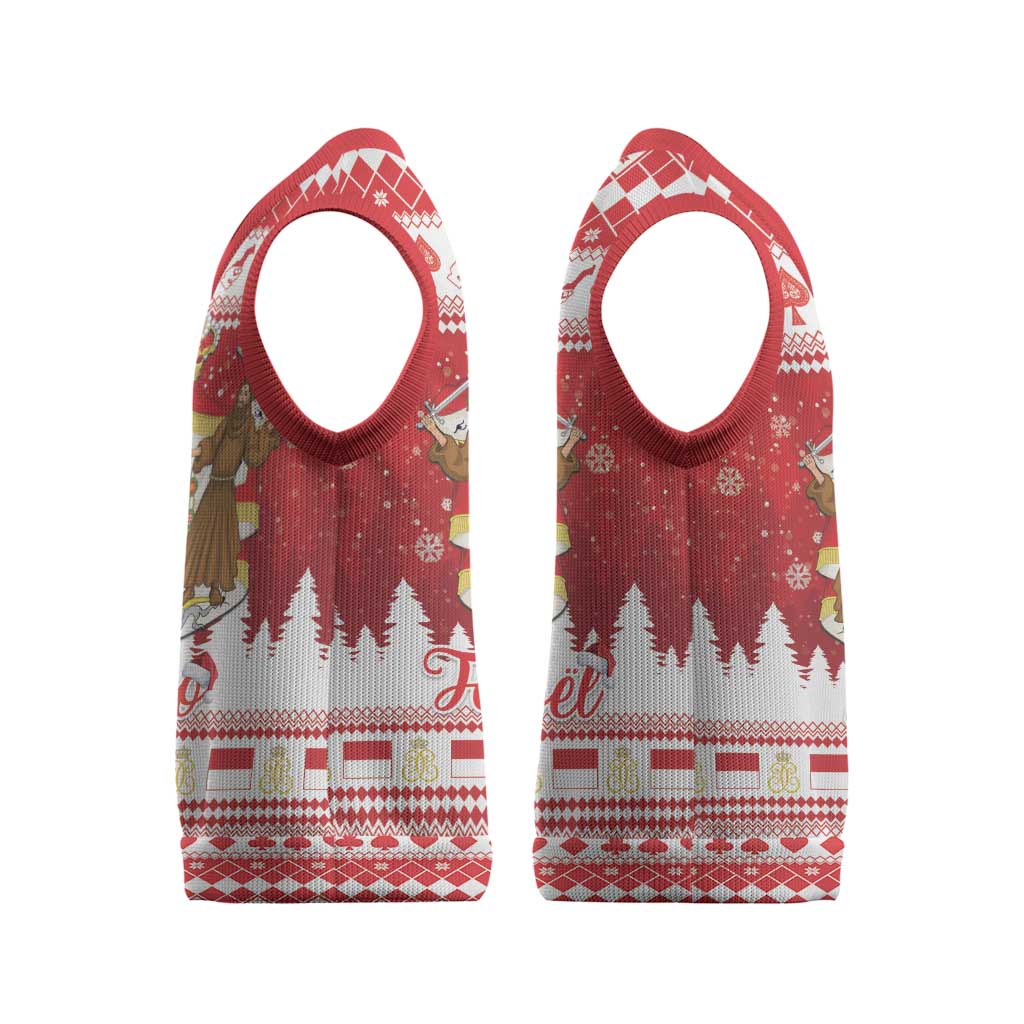 Monaco Christmas Knitted V-Neck Vest Joyeux Noel Coat Of Arms - Wonder Print Shop