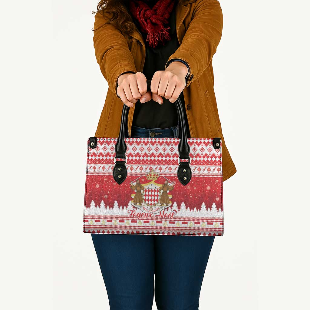 Monaco Christmas Leather Bag Joyeux Noel Coat Of Arms - Wonder Print Shop