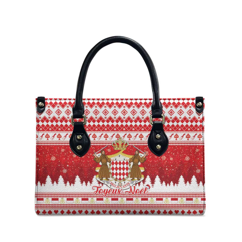 Monaco Christmas Leather Bag Joyeux Noel Coat Of Arms - Wonder Print Shop